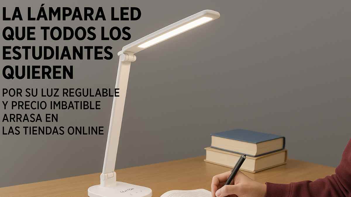 lámpara LED de escritorio con luz regulable ideal para estudiantes por su diseño moderno y precio imbatible.
