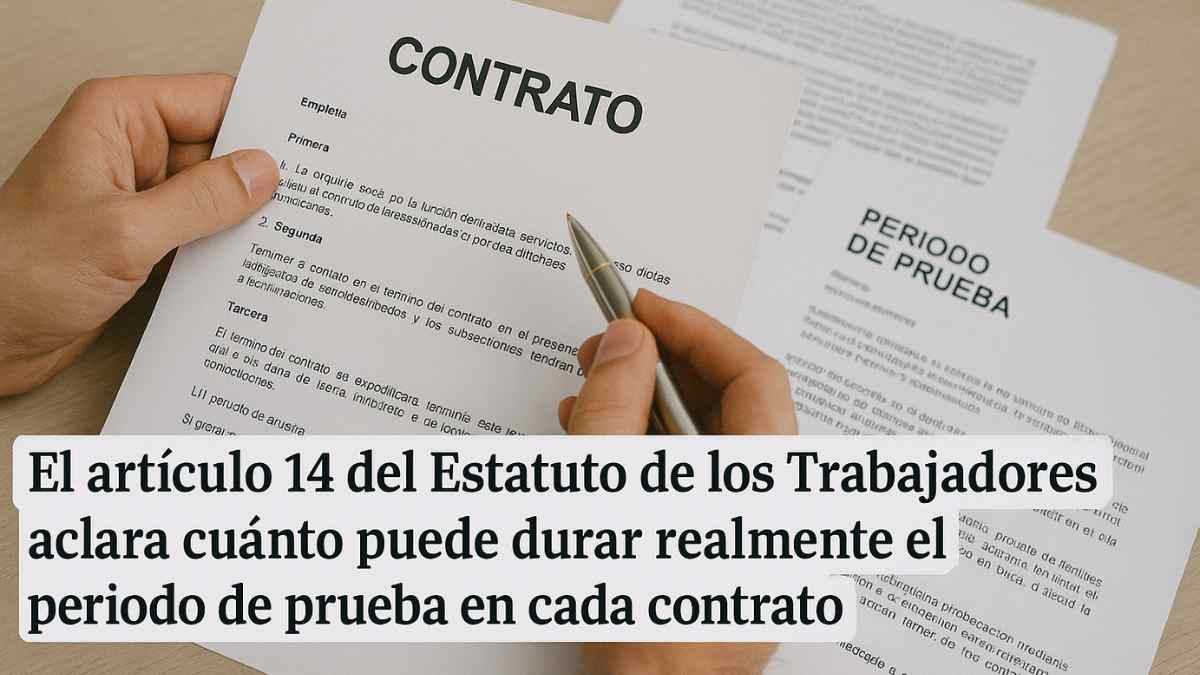 Contrato laboral y documento del periodo de prueba sobre una mesa.