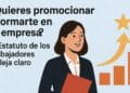 Mujer trabajadora con carpeta representando la promoción y formación laboral según el Estatuto de los Trabajadores.