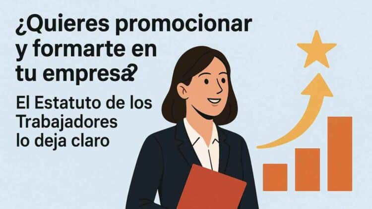 Mujer trabajadora con carpeta representando la promoción y formación laboral según el Estatuto de los Trabajadores.