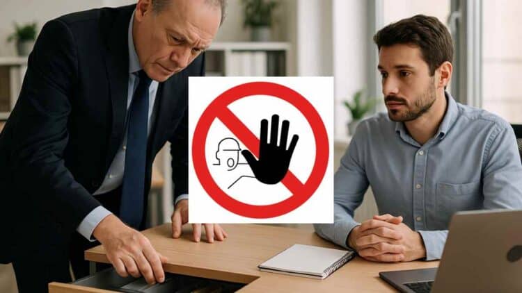 empresario revisa cajón trabajador artículo 18 Estatuto de los Trabajadores.