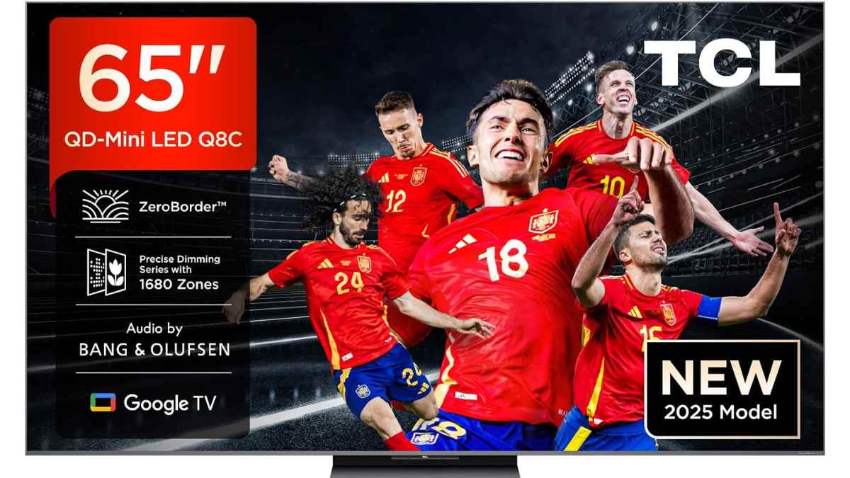 Televisor TCL 65 pulgadas QD-Mini LED Q8C con Google TV, 4K HDR y audio Bang & Olufsen modelo 2025.