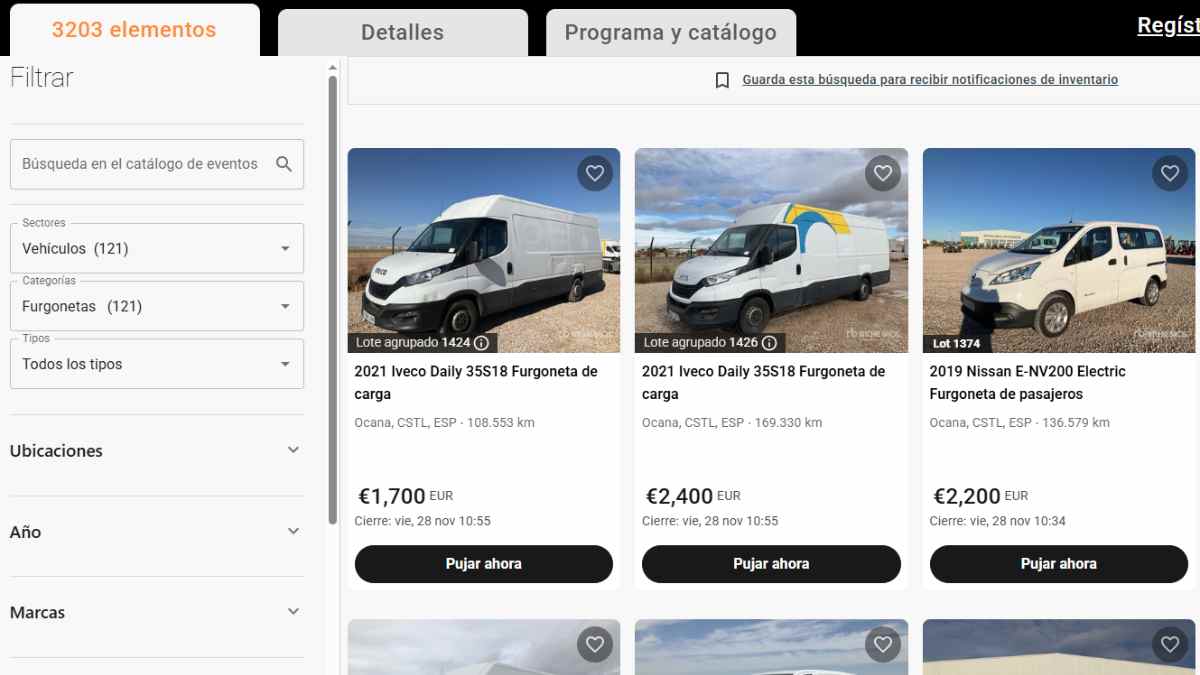 “Furgonetas en subasta en Ocaña desde 1.700 euros en catálogo de Ritchie Bros.