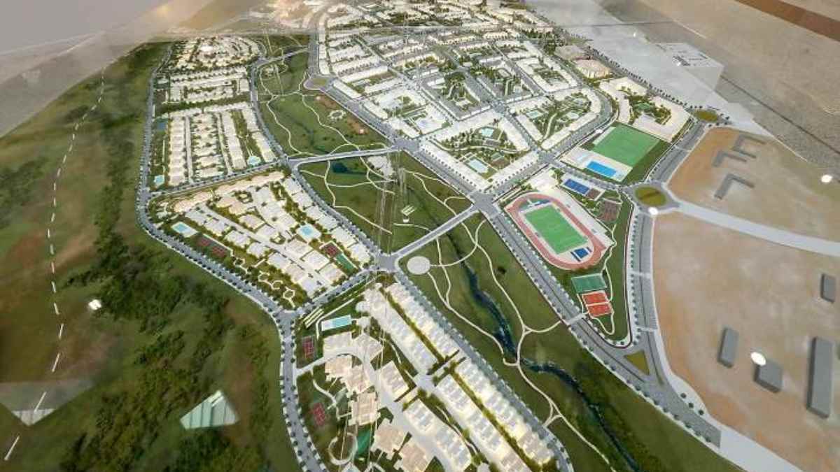 Maqueta del proyecto urbanístico Valgrande con 8.600 viviendas y grandes zonas verdes en Alcobendas.