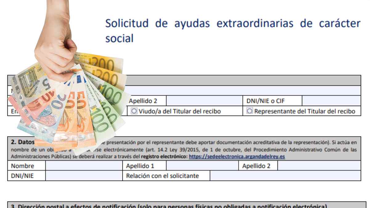 Solicitud de ayudas sociales extraordinarias con billetes de euro para familias con menos recursos.