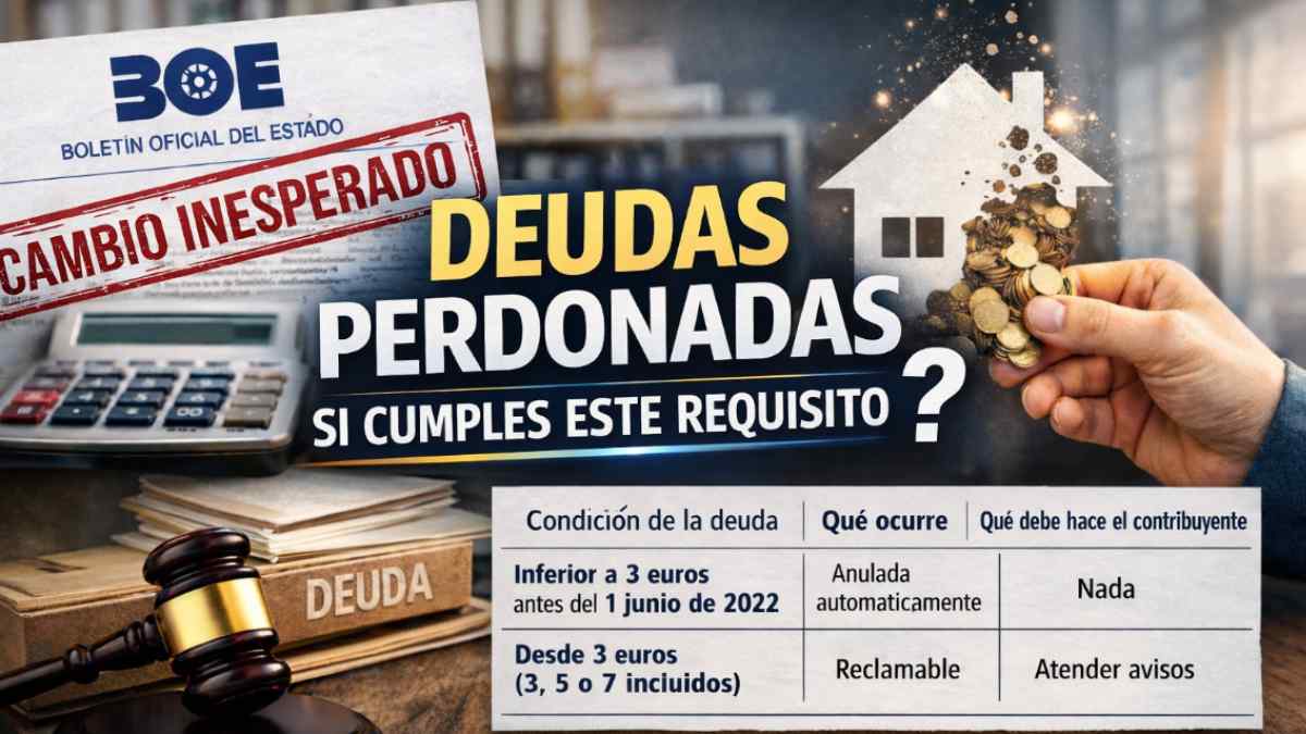 BOE confirma que algunas deudas con Hacienda pueden desaparecer automáticamente si cumplen los requisitos.