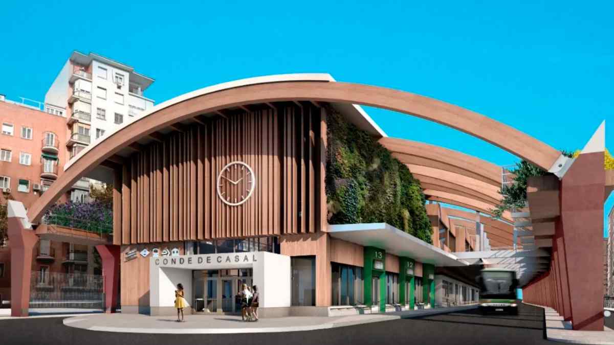 Render del nuevo intercambiador de Conde de Casal en Madrid durante las obras y cambios de tráfico previstos.