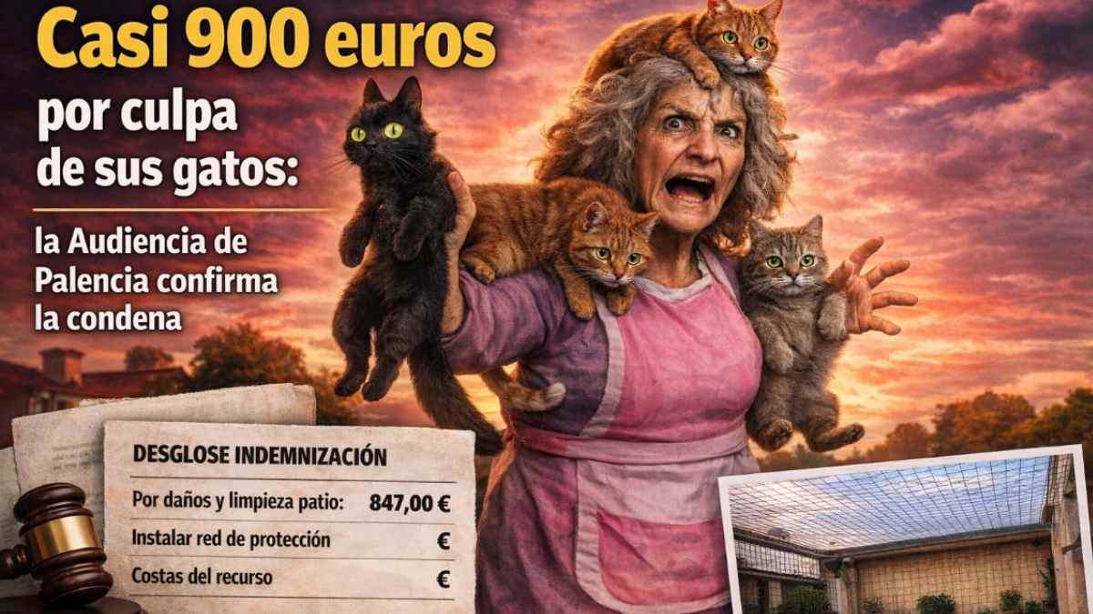 Indemnización de casi 900 euros a una propietaria por los daños causados por sus gatos en un patio vecino.