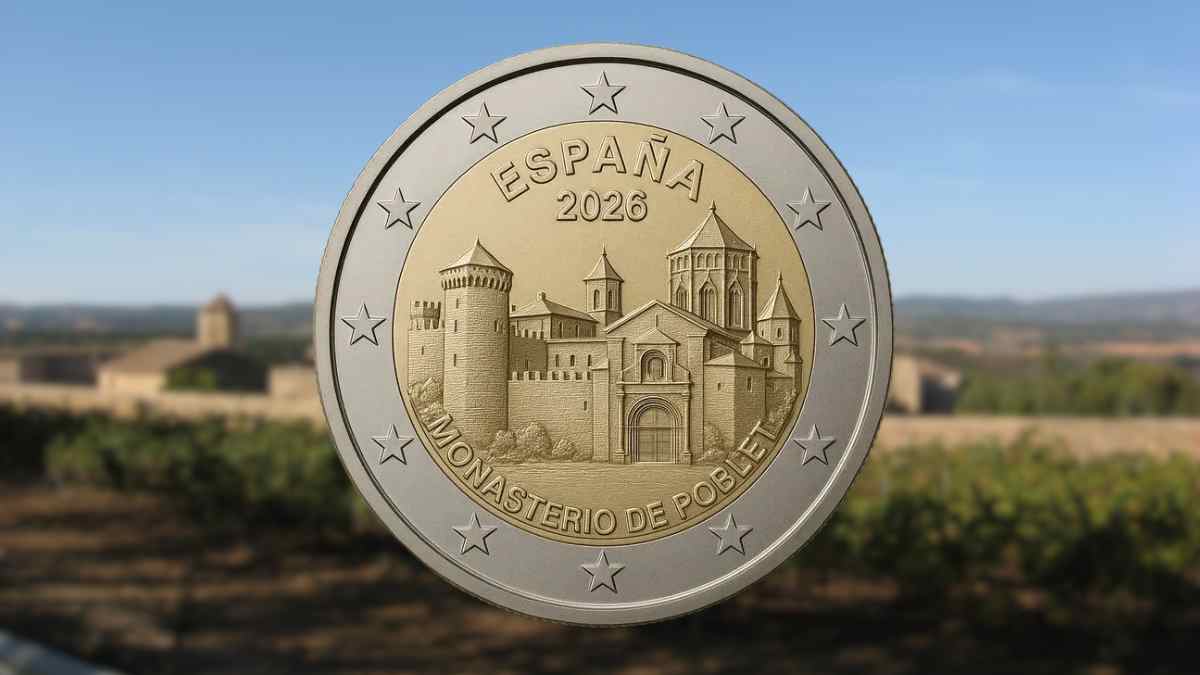 Nueva moneda de 2 euros de España 2026 dedicada al Monasterio de Poblet.