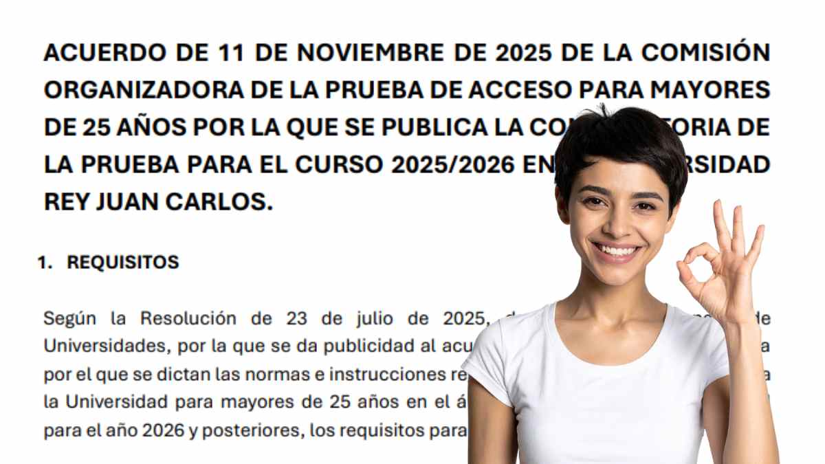 Estudiante mayor de 25 años junto al documento oficial de acceso a la universidad en Madrid.