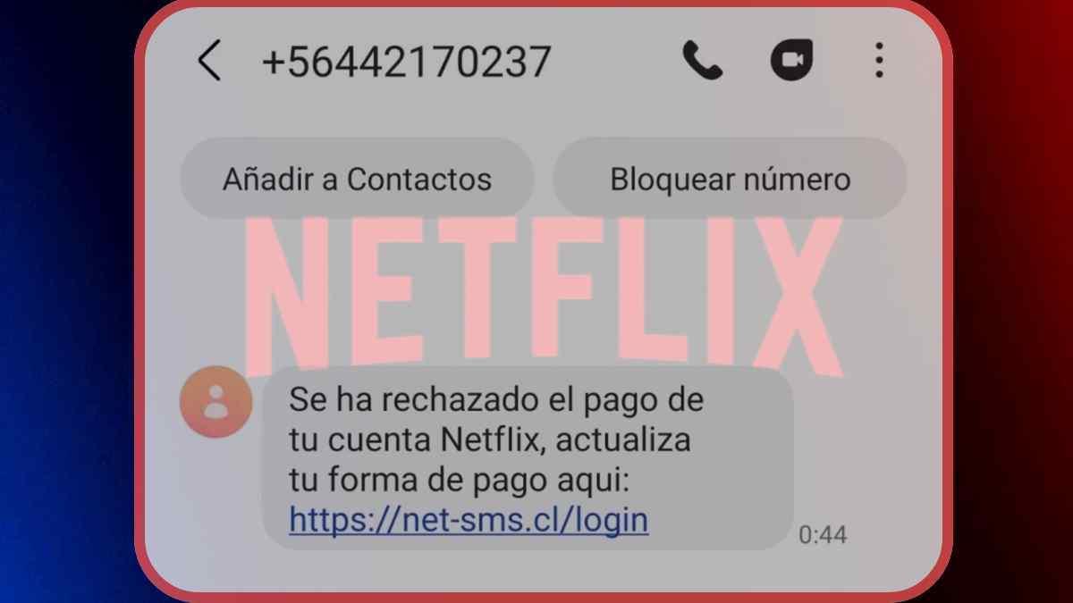 SMS fraudulento que suplanta a Netflix para robar datos a usuarios de plataformas de streaming