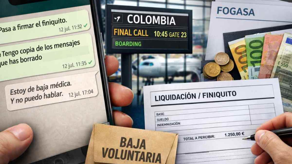 WhatsApp con mensajes sobre finiquito y baja voluntaria en un conflicto laboral resuelto por el TSJ del País Vasco