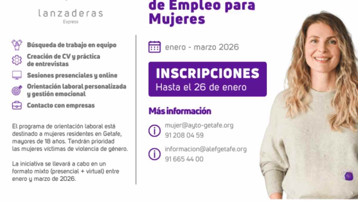Lanzadera de empleo para mujeres en Getafe orientada a mejorar la inserción laboral
