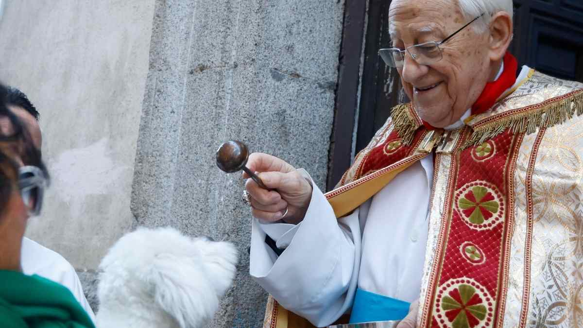 Bendición de mascotas durante las fiestas de San Antón 2026 en Madrid