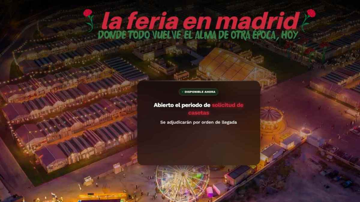 Vista aérea de Madrilucía, la gran feria andaluza de Madrid con más de 400 casetas y atracciones nocturnas
