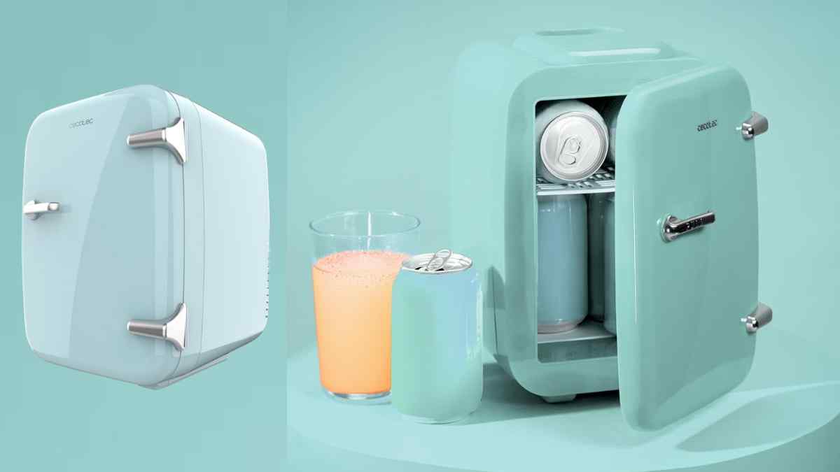 Mini nevera Cecotec de 4 litros con función frío y calor en color azul claro