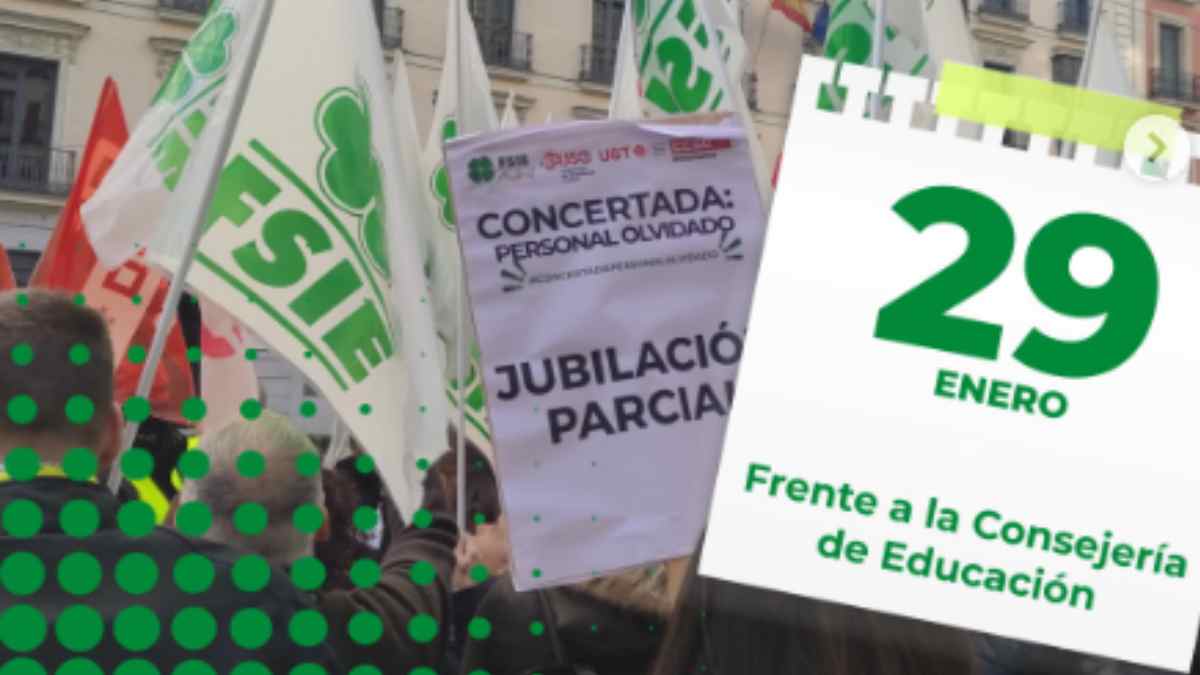 Concentración de la enseñanza concertada madrileña frente a la Consejería de Educación por bajos salarios y condiciones laborales
