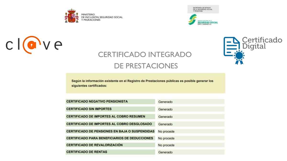 Certificado integrado de prestaciones para obtener el certificado de pensiones en la Seguridad Social