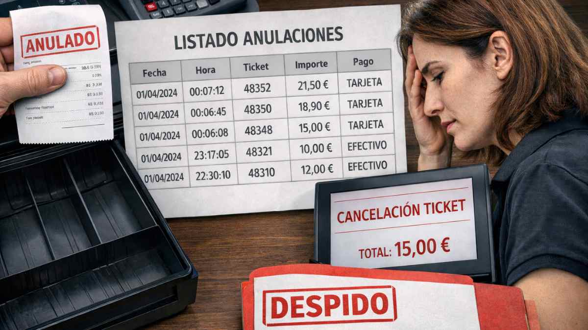 Listado de anulaciones de tickets y cancelación de pedidos en caja que motivaron un despido disciplinario