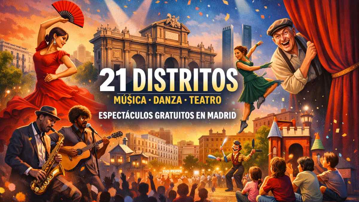 Ilustración del programa 21 Distritos con espectáculos gratuitos de música, danza y teatro en Madrid