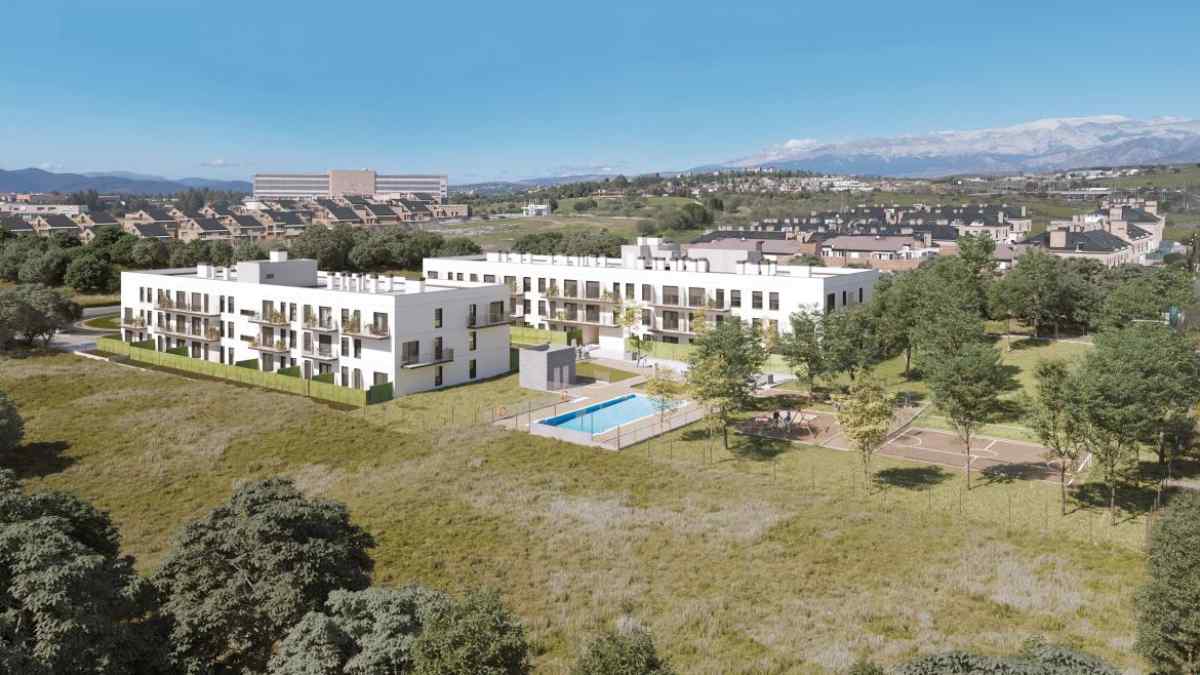 Promoción de 81 pisos de alquiler asequible del Plan Vive en Colmenar Viejo con piscina y zonas comunes