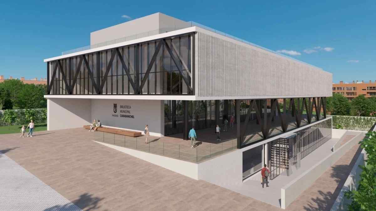 Nueva Biblioteca Municipal de Carabanchel en Madrid con diseño moderno y fachada acristalada