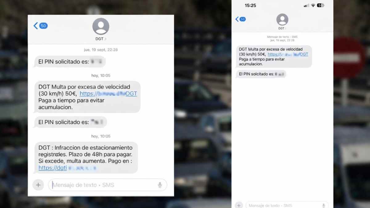 SMS falso de la DGT con multa por exceso de velocidad enviado como estafa