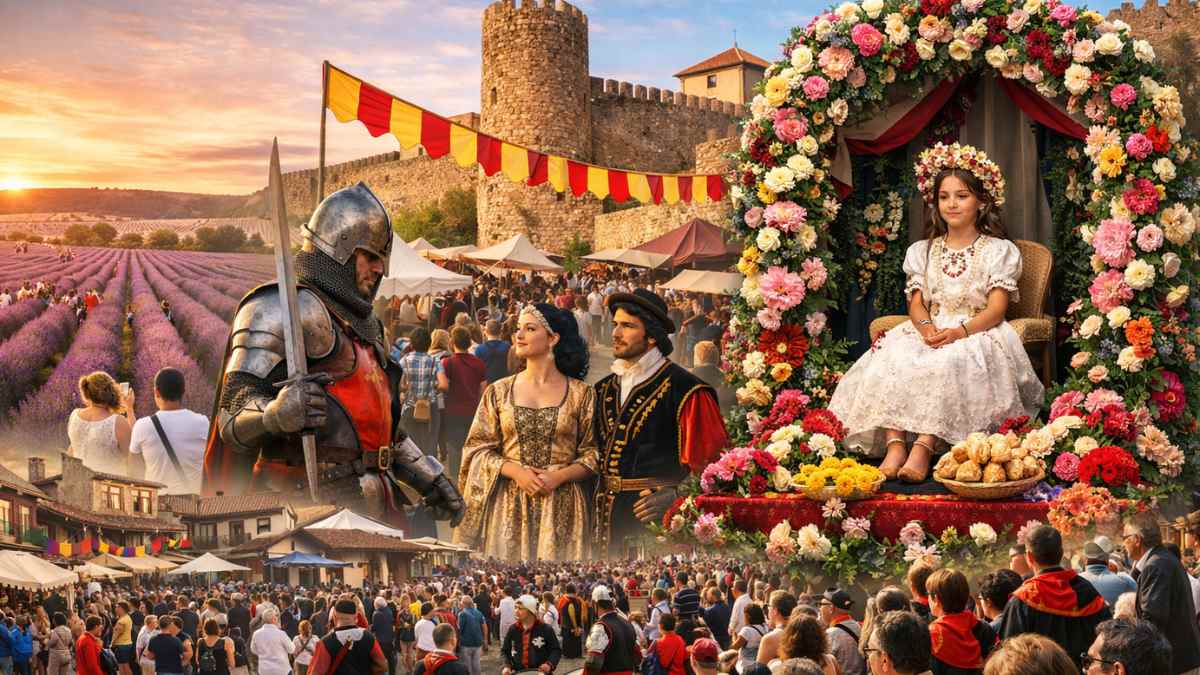 Fiestas populares curiosas cerca de Madrid con mercado medieval, campos de lavanda y tradición floral