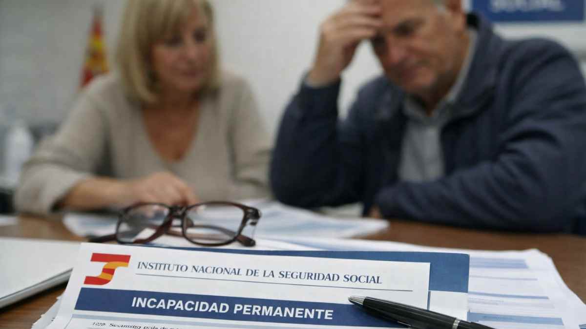 Documento de incapacidad permanente de la Seguridad Social sobre el plus del 20% para mayores de 55 años