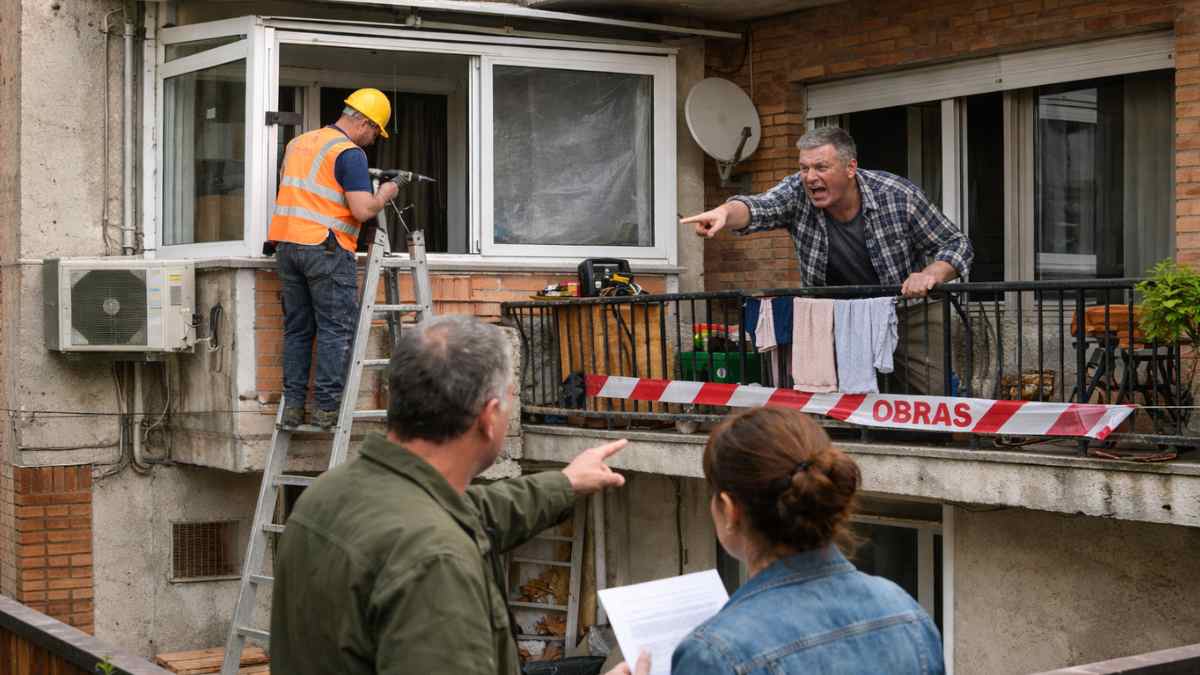 Vecino denuncia obras en la fachada sin permiso según la Ley de Propiedad Horizontal