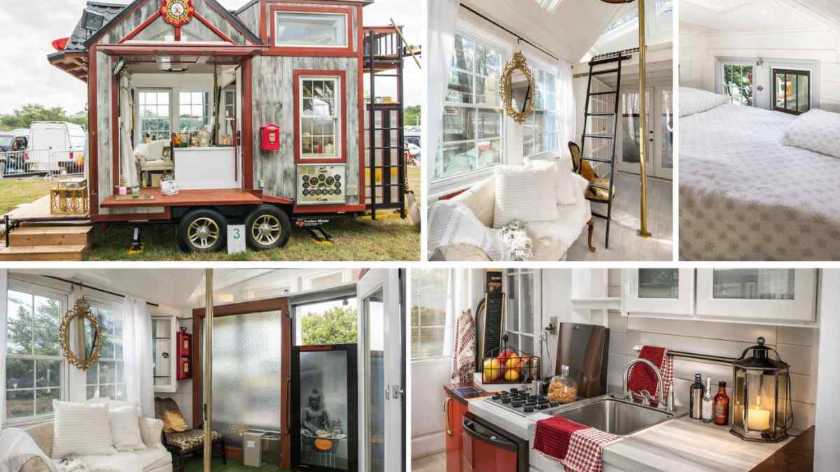 Minicasa inspirada en estación de bomberos en Georgia disponible en Airbnb con barra de descenso y diseño temático