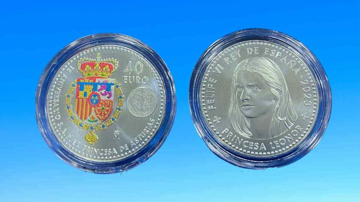 Moneda conmemorativa de 40 euros de la Princesa Leonor emitida en 2023 por la Real Casa de la Moneda