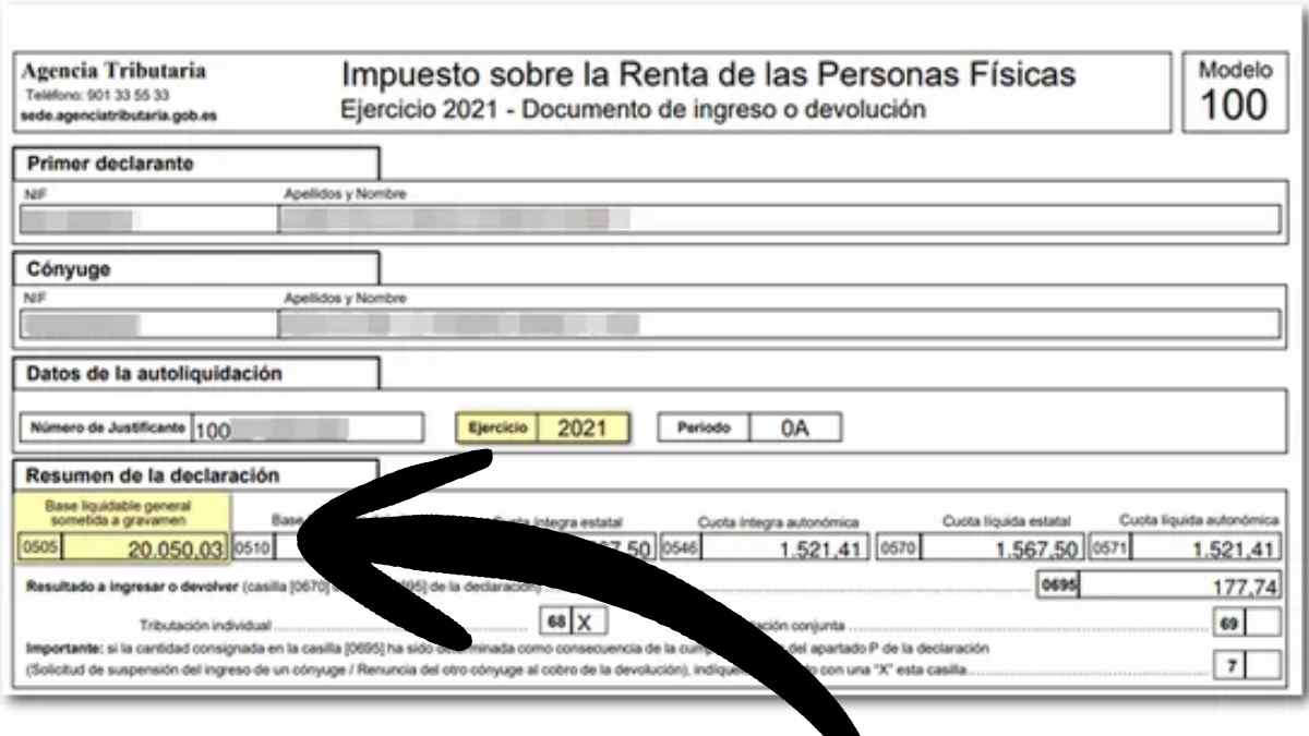Modelo 100 de la declaración de la Renta 2026 con resultado a pagar señalado en el IRPF
