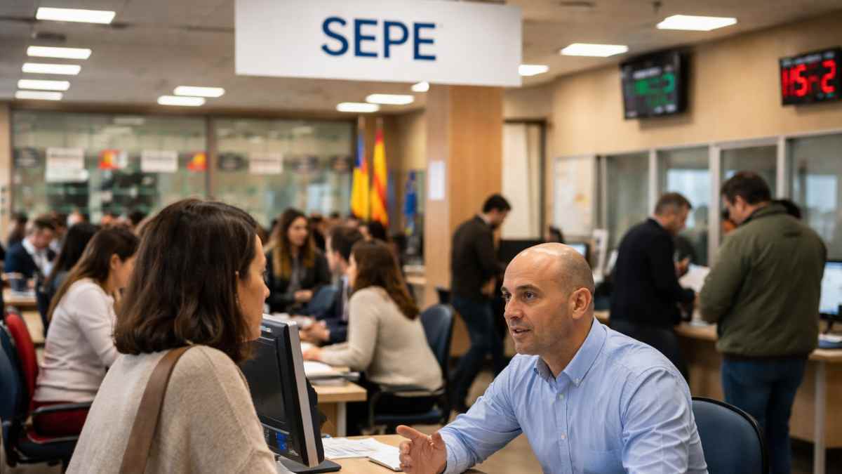 Oficina del SEPE atendiendo a una persona sobre la compatibilidad del paro con un trabajo mediante el CAE
