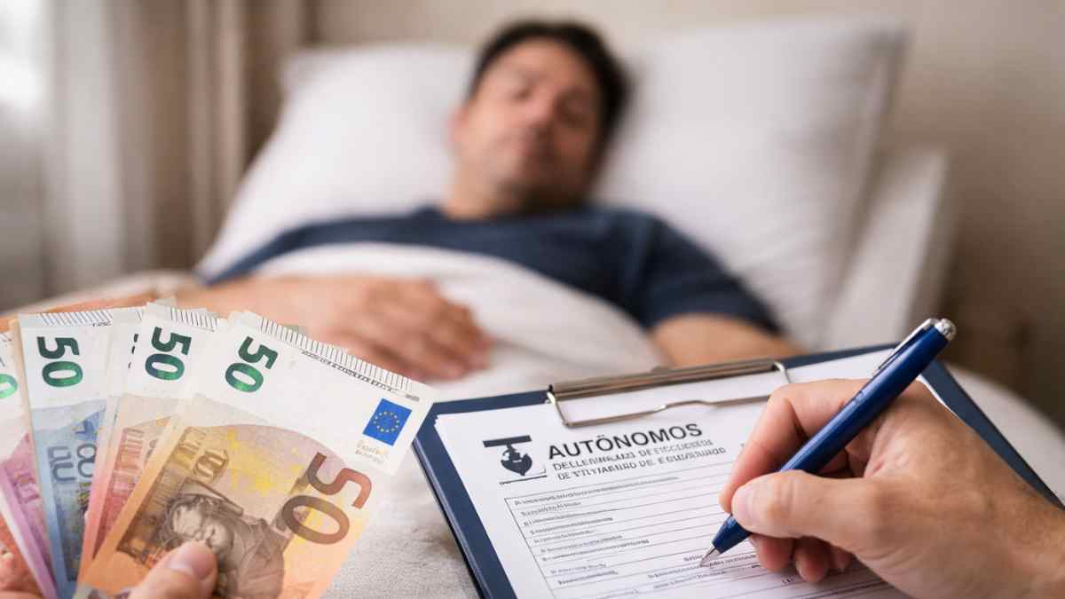 Autónomo de baja médica rellenando declaración de actividad para cobrar el 75% de la prestación