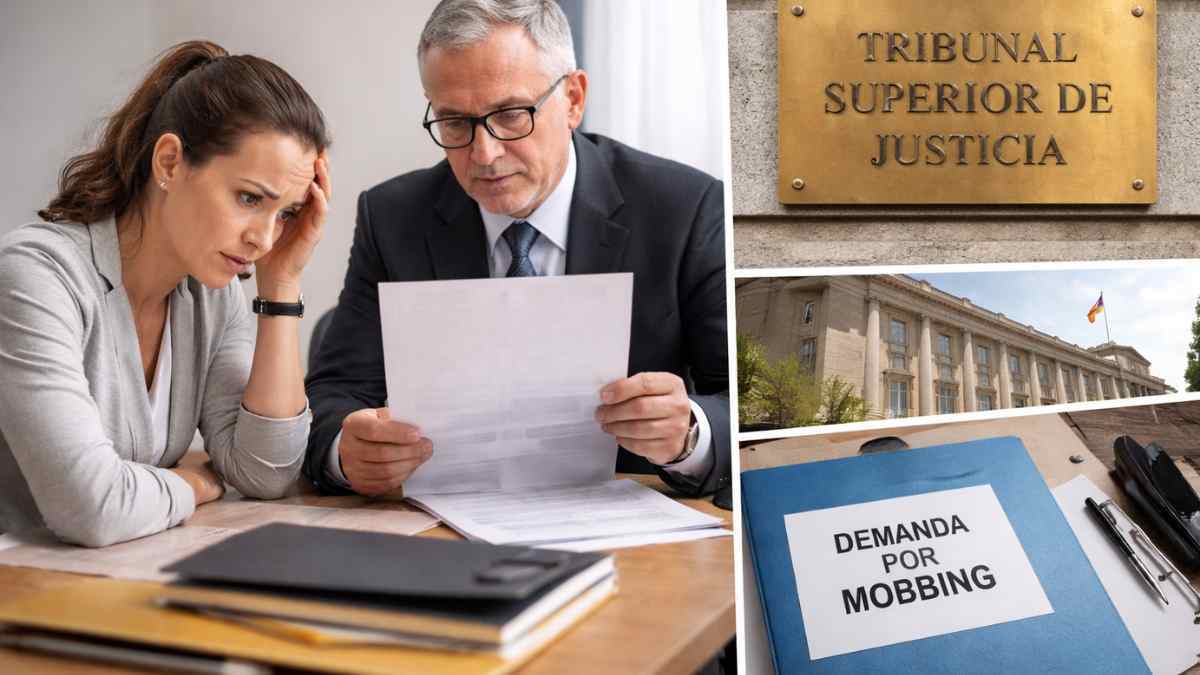 Abogado y trabajadora revisan resolución del TSJ de Madrid que rechaza demanda de despido por mobbing