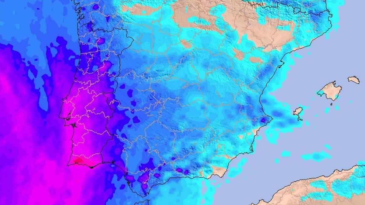 Mapa meteorológico de España con lluvias intensas y llegada de borrascas a Madrid según la AEMET