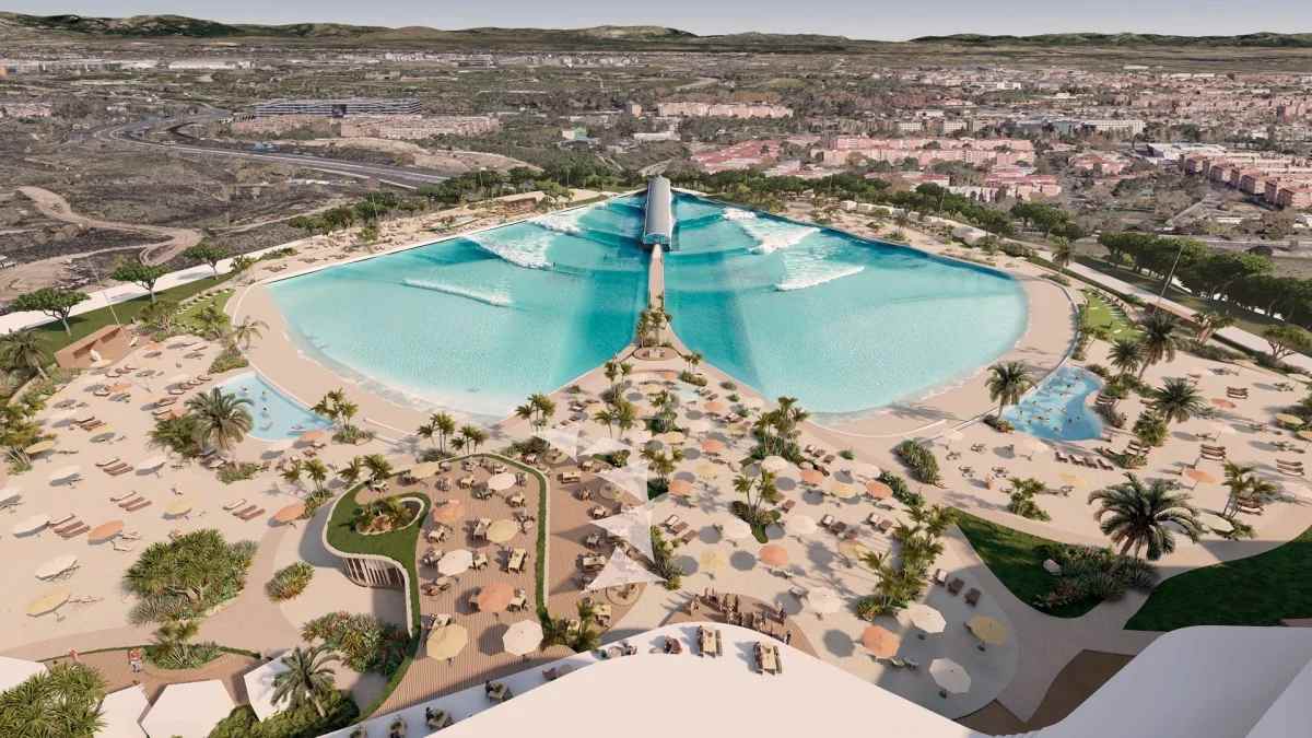 Laguna artificial de surf del Atlético de Madrid junto al Metropolitano, que será la mayor de Europa
