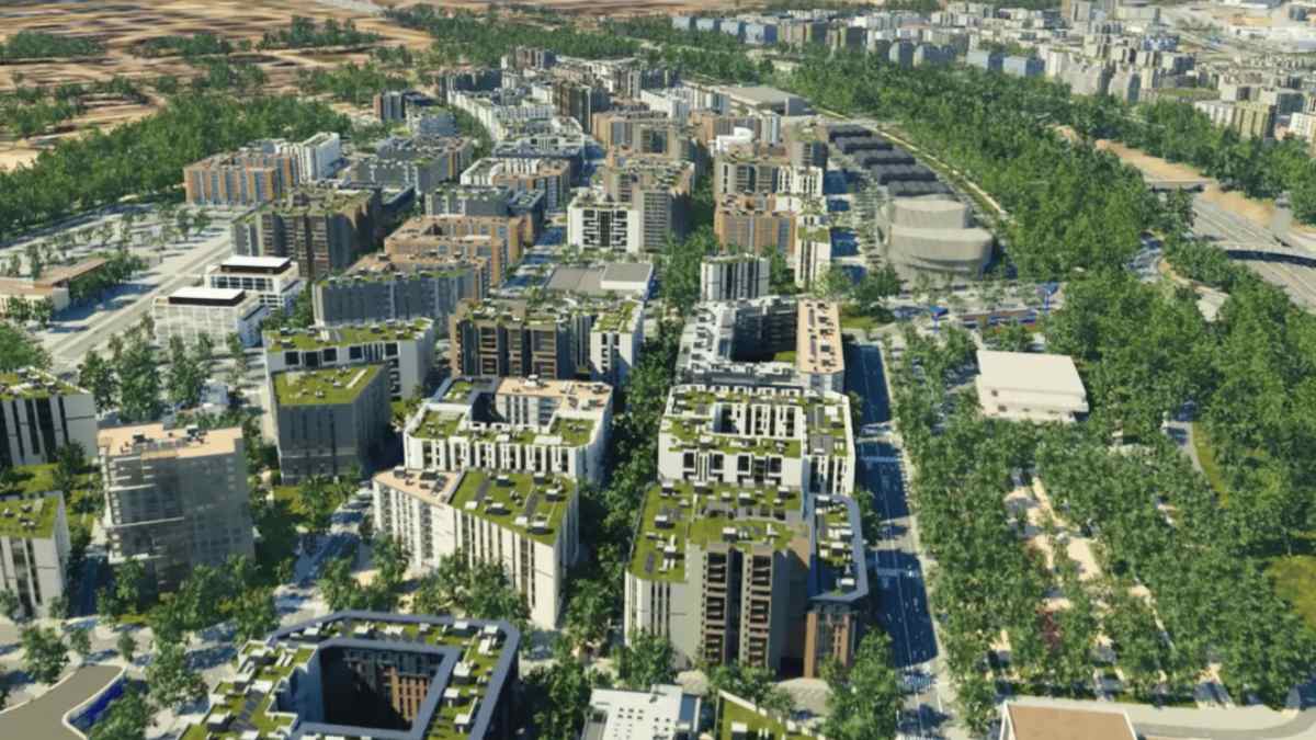 Render del desarrollo urbanístico de Valdecarros en el sureste de Madrid