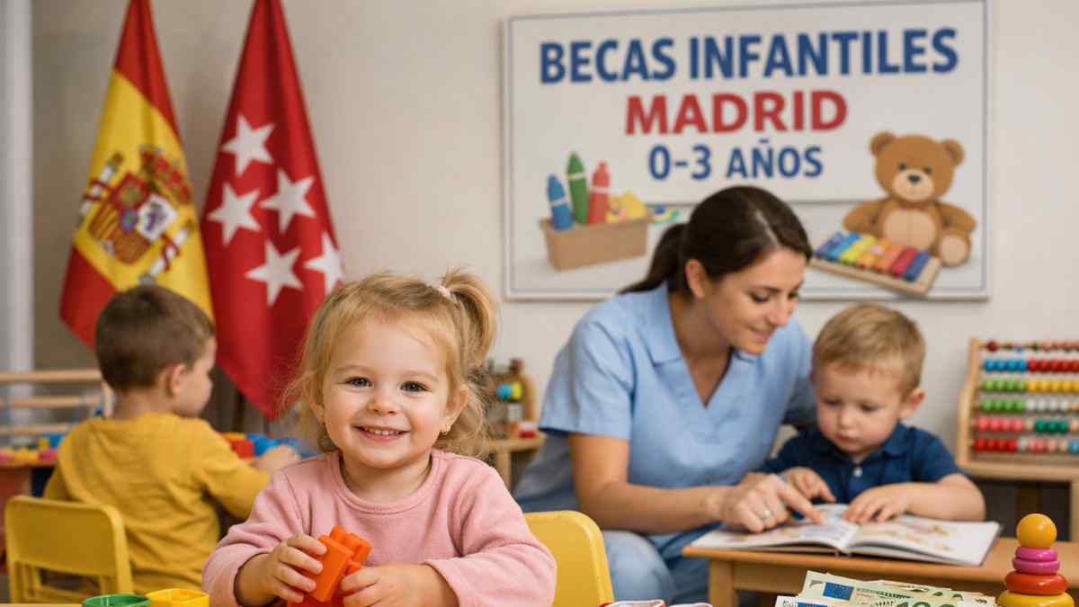 Beca infantil en Madrid para niños de 0 a 3 años en guardería con ayudas económicas para familias