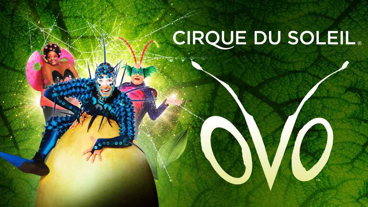 Cirque du Soleil OVO en Madrid con artistas caracterizados como insectos en escenario colorido