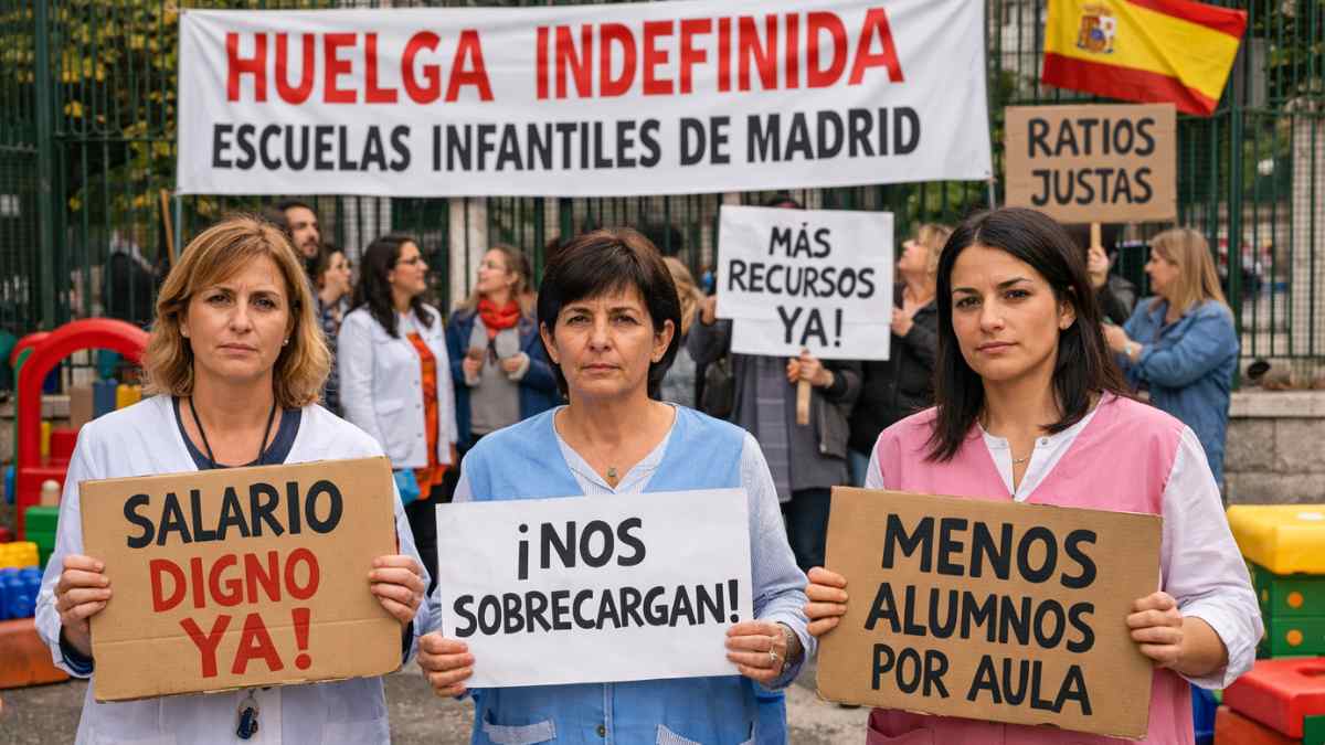 Huelga en escuelas infantiles de Madrid con profesoras reclamando salarios dignos y menos alumnos por aula