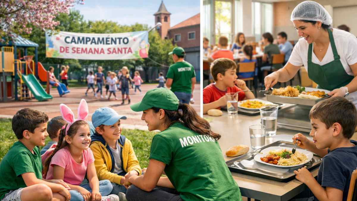 Niños en colonias urbanas de Semana Santa en Móstoles con monitor y servicio de comedor escolar