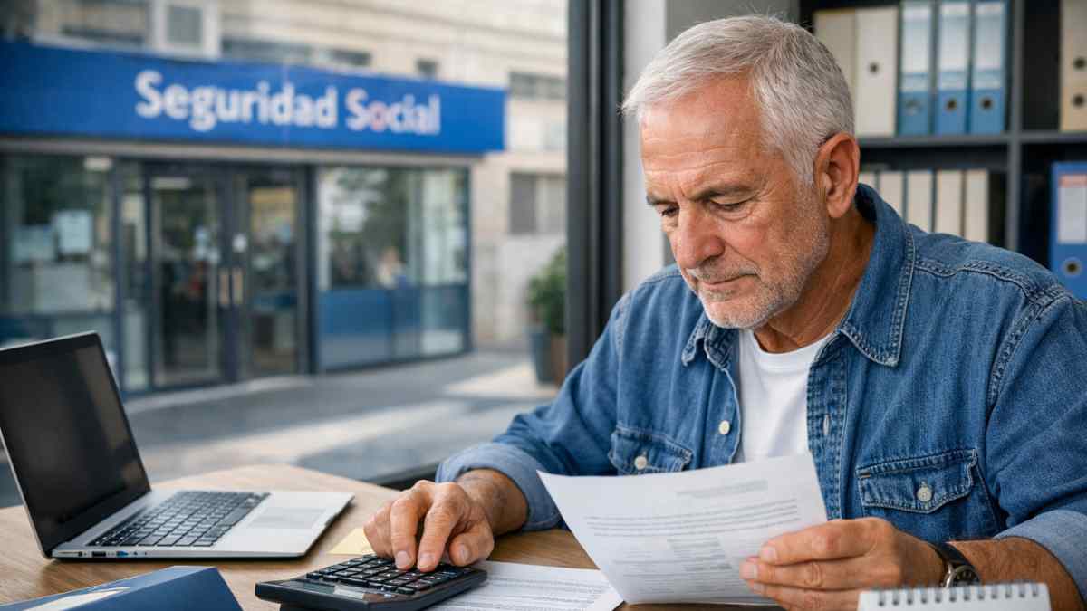 Trabajador calcula su pensión mientras analiza retrasar la jubilación para aumentar la pensión un 4% con la Seguridad Social