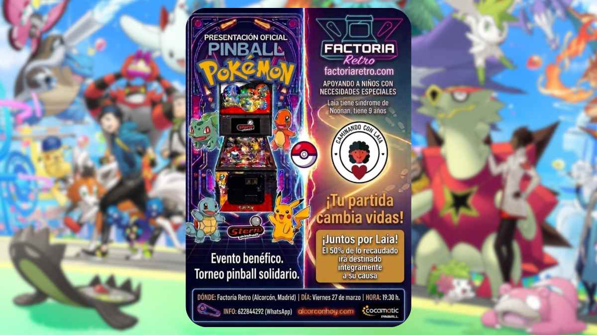 Torneo benéfico de pinball Pokémon en Factoría Retro Alcorcón para ayudar a Laia
