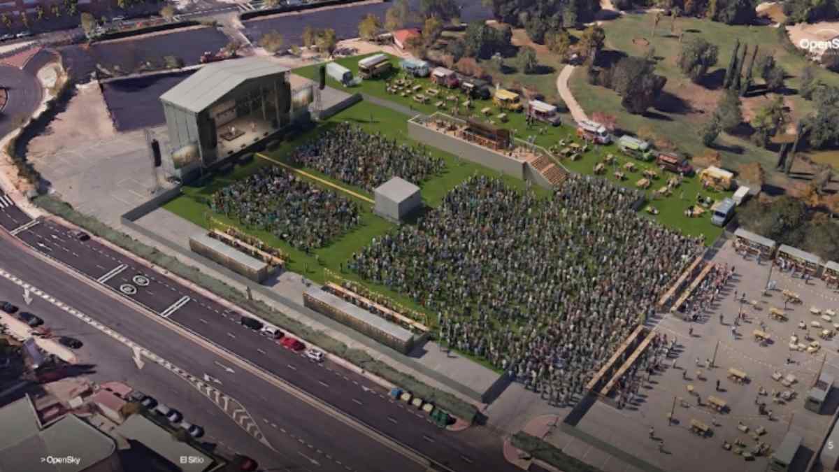Festival OpenSky en Alcobendas con escenario, público y zona de ocio en el Parque de Andalucía