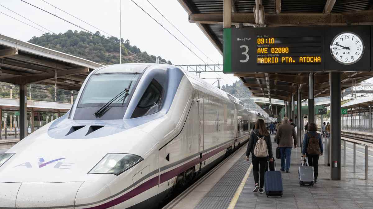 AVE Málaga Madrid en estación con pasajeros tras la reapertura del servicio directo el 30 de abril