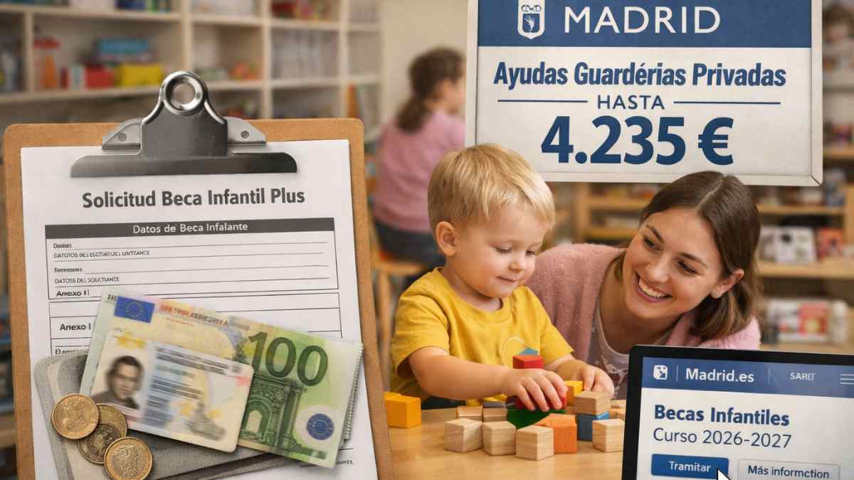 Ayudas guarderías privadas Madrid 2026 beca infantil plus hasta 4235 euros cómo solicitar