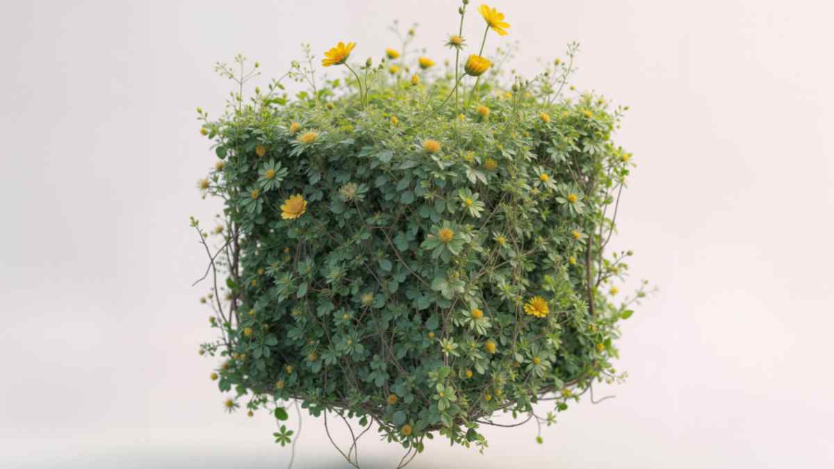 bloque de plantas con flores amarillas en Biophest 2026 en Matadero Madrid