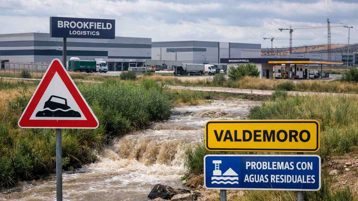 Complejo logístico de Brookfield en Valdemoro junto a arroyo con riesgo de inundaciones y problemas de aguas residuales